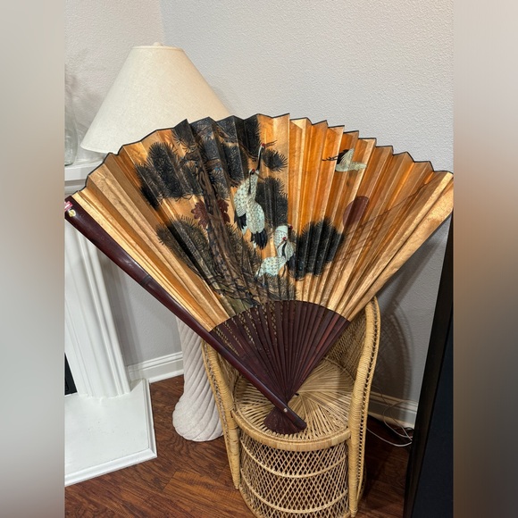 Wall Decor Large Oriental Fan Wall Decor Ganging Hand Painted Poshmark